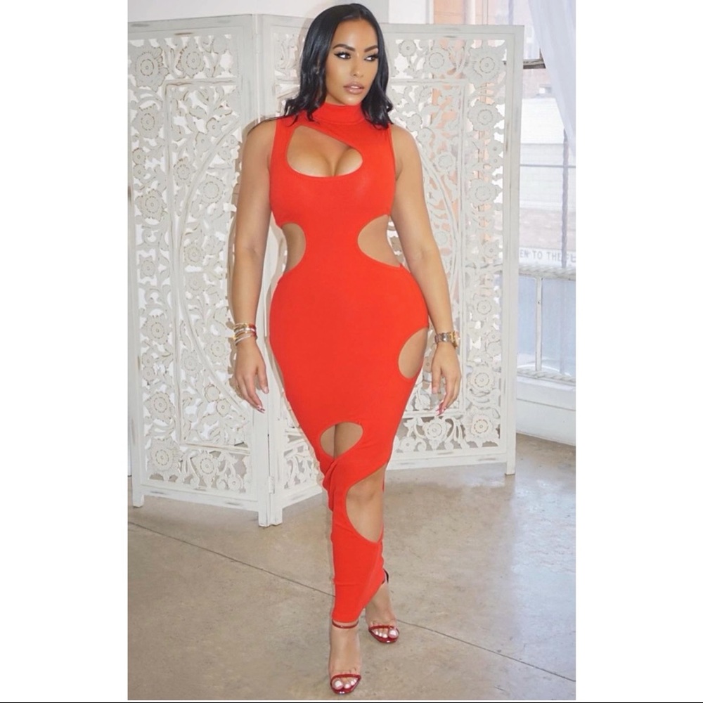 🌹NEW - VINI Dress in Honey Mustard & Red - Picture 8 of 13